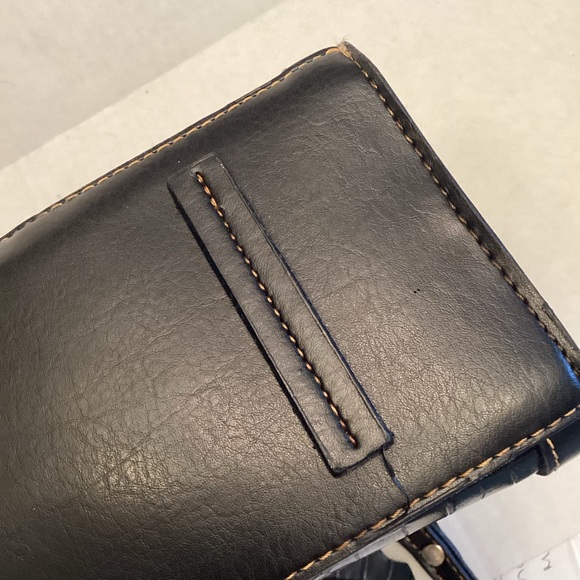 Vtg Leather Marc Chantal Western Style Top Handle Croc Embossed  Leather Satchel - Picture 8 of 14